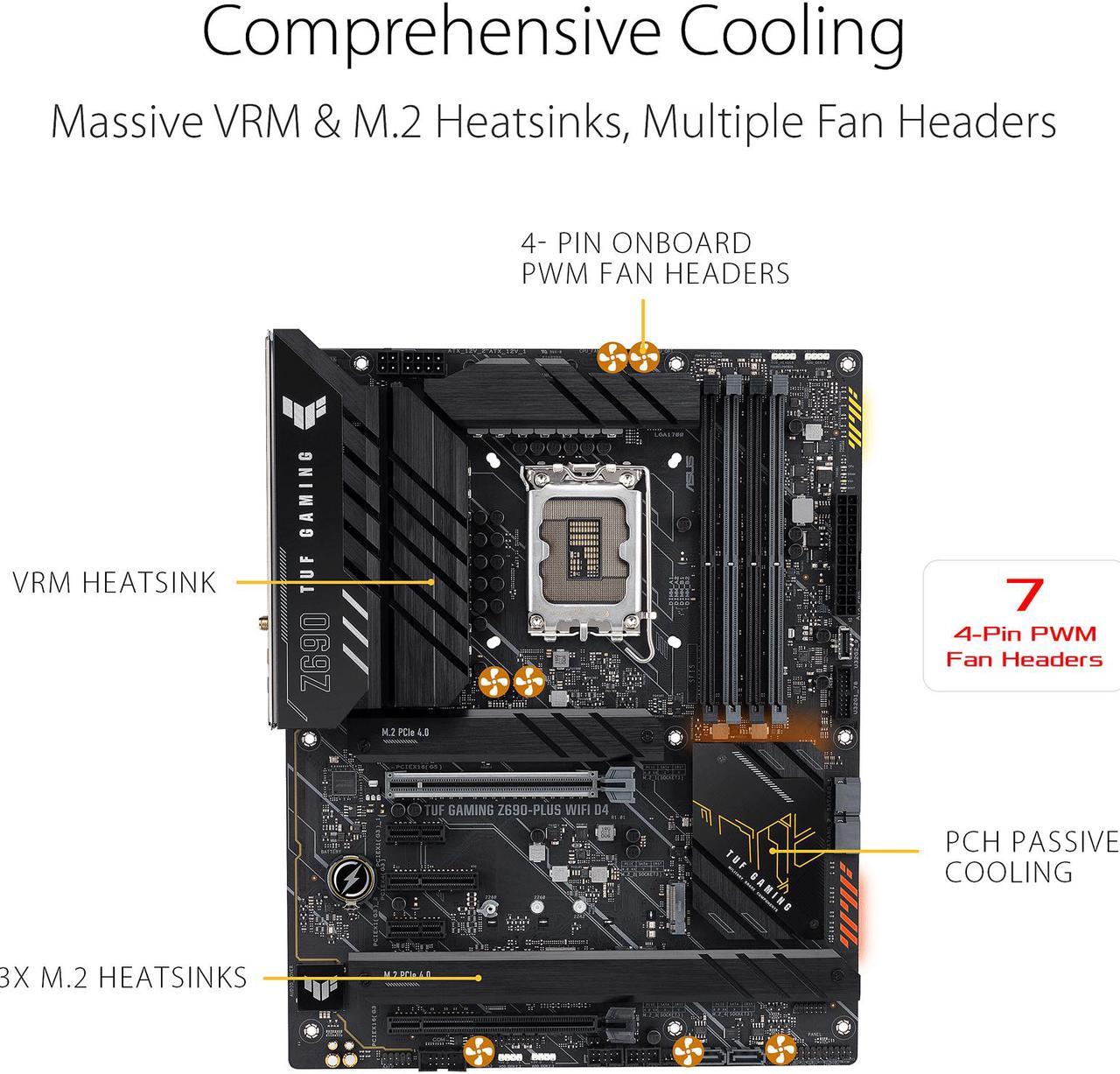 ASUS TUF Gaming Z690-Plus WiFi LGA 1700 (Intel12th Gen) ATX Gaming Motherboard (PCIe 5.0,4xNVMe SSD,14+2 power stages,WiFi 6,2.5Gb LAN,front USB 3.2 Gen 2 Type-C ports,Thunderbolt 4)(Certified Refurbished)