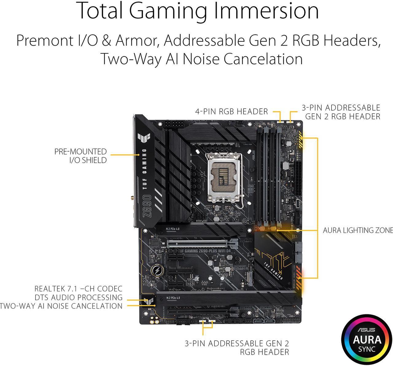 ASUS TUF Gaming Z690-Plus WiFi LGA 1700 (Intel12th Gen) ATX Gaming Motherboard (PCIe 5.0,4xNVMe SSD,14+2 power stages,WiFi 6,2.5Gb LAN,front USB 3.2 Gen 2 Type-C ports,Thunderbolt 4)(Certified Refurbished)