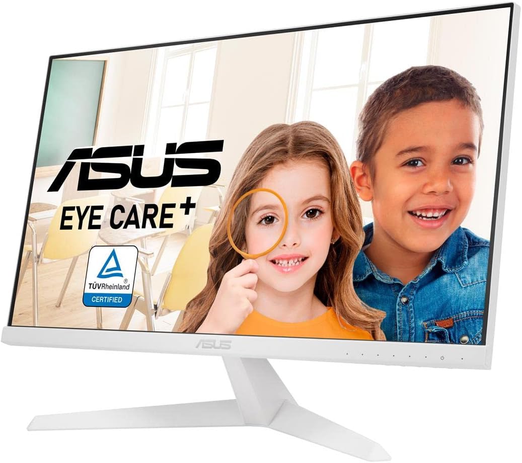 Asus 23.8 inch VY249HE-W Monitor | 1080P | 75Hz | Adaptive-Sync/FreeSync, Eye Care Plus, Color Augmentation, Rest Reminder, Antibacterial Surface | HDMI, VGA (Certified Refurbished)