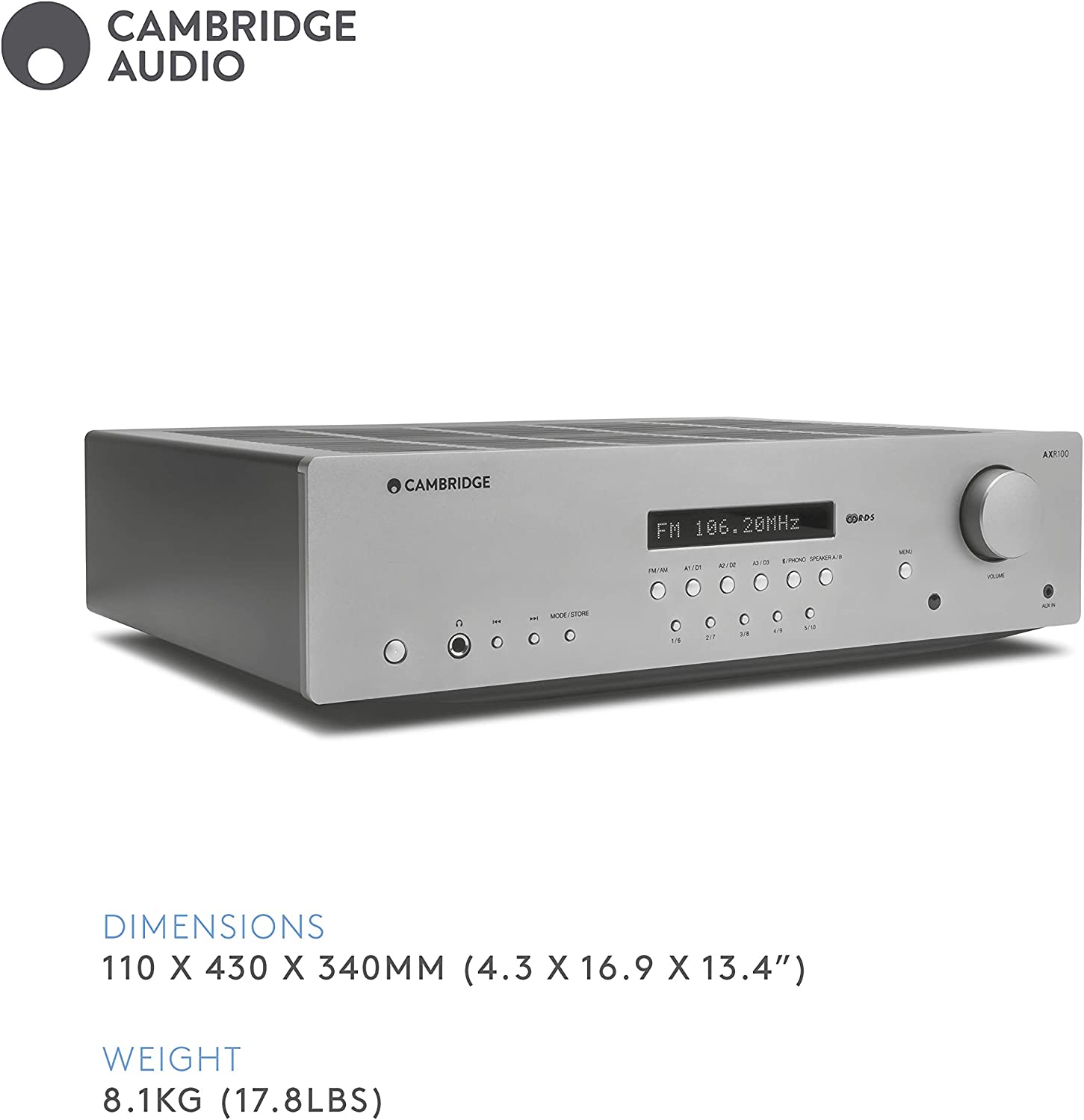 Cambridge Audio AXR100 Stereo receiver with Bluetooth (Certified Refurbished)