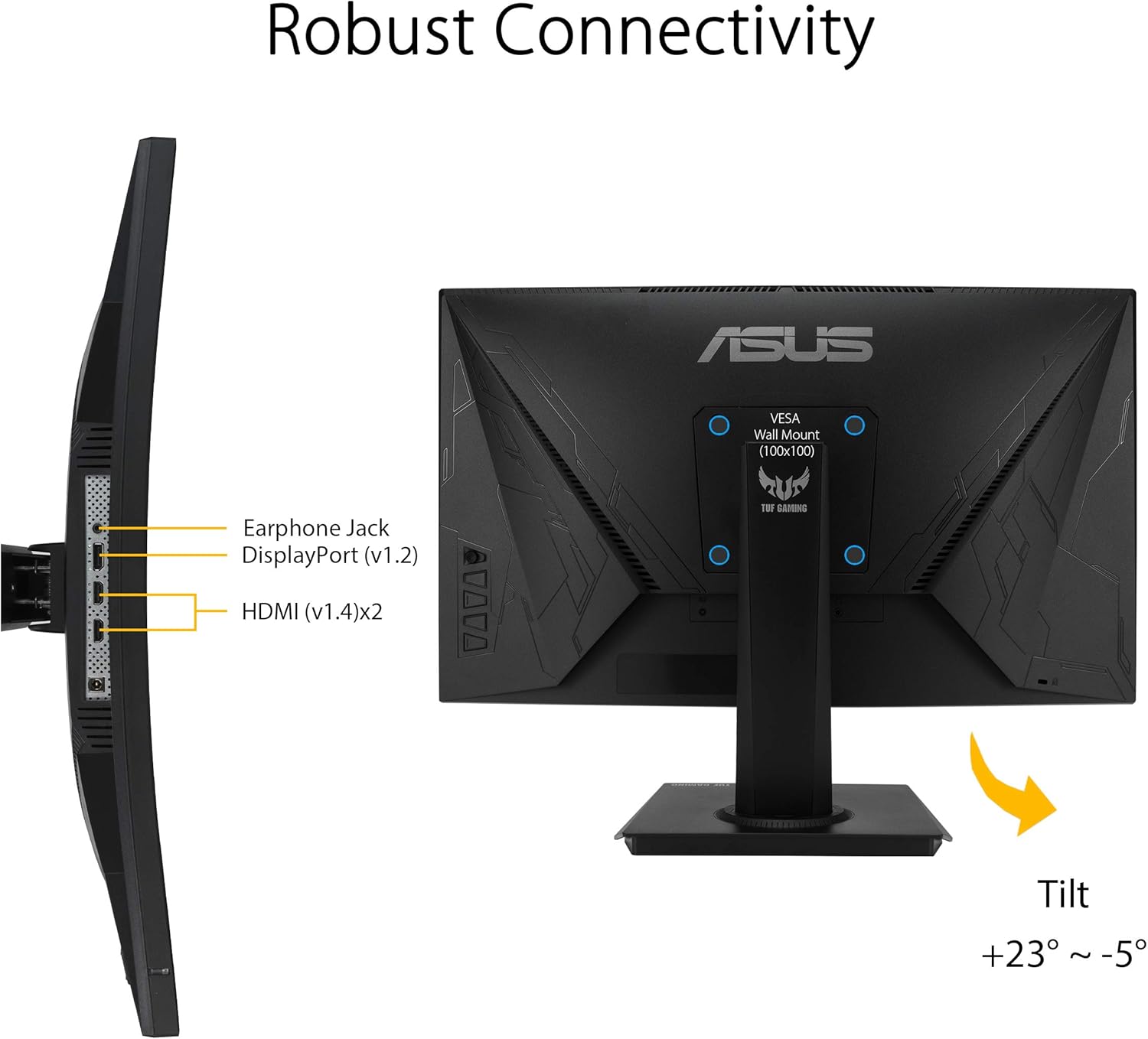 ASUS TUF Gaming VG24VQE 23.6” Curved Monitor, 1080P Full HD, 165Hz (Supports 144Hz), 1ms, Extreme Low Motion Blur, FreeSync Premium, Shadow Boost, Eye Care, DisplayPort HDMI (Certified Refurbished)