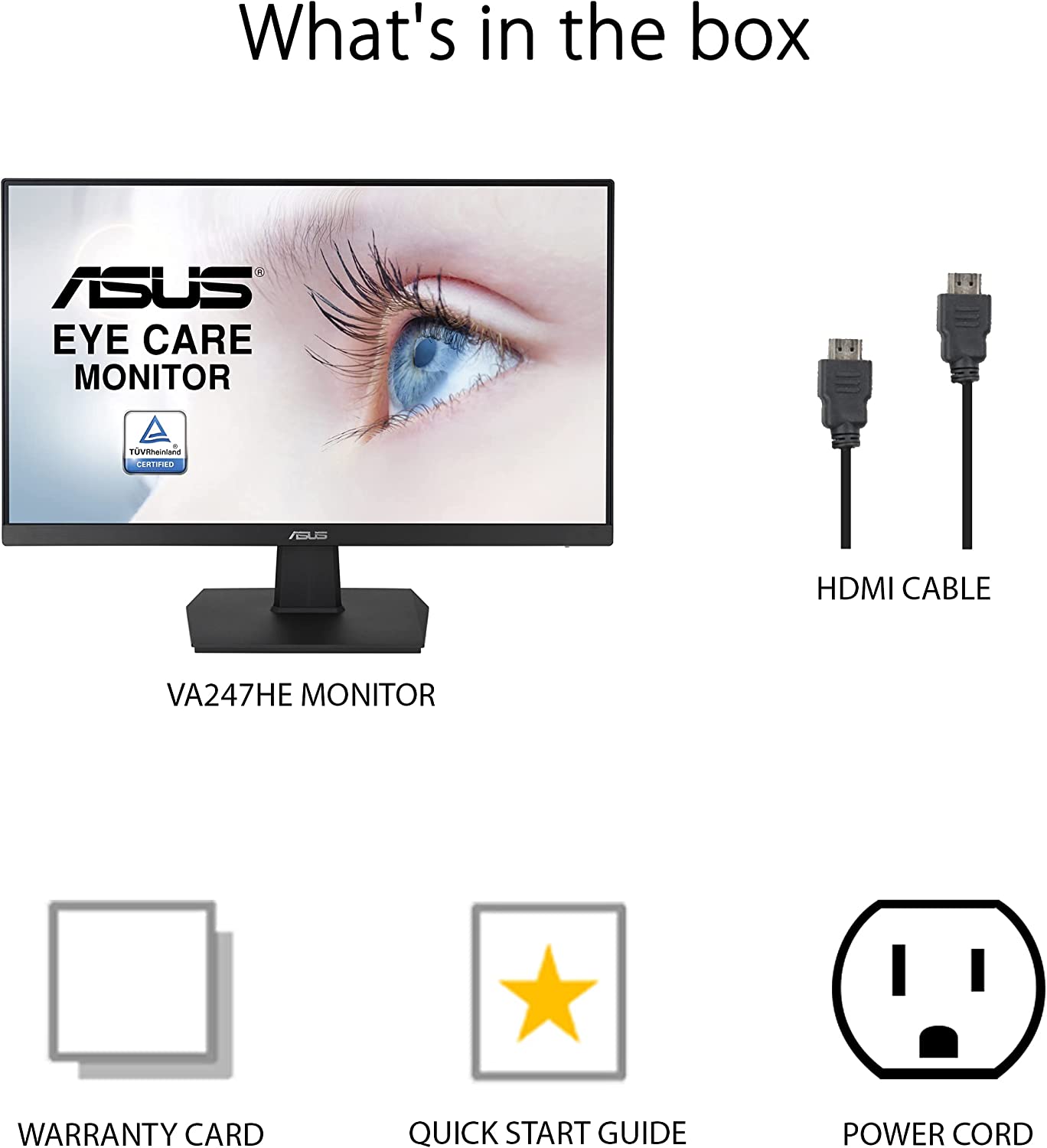 ASUS VA247HE Eye Care Monitor – 24 inch (23.8 inch viewable), Full HD, Frameless, 75Hz, Adaptive-Sync/FreeSync™, Low Blue Light, Flicker Free, Wall Mountable (Certified Refurbished)