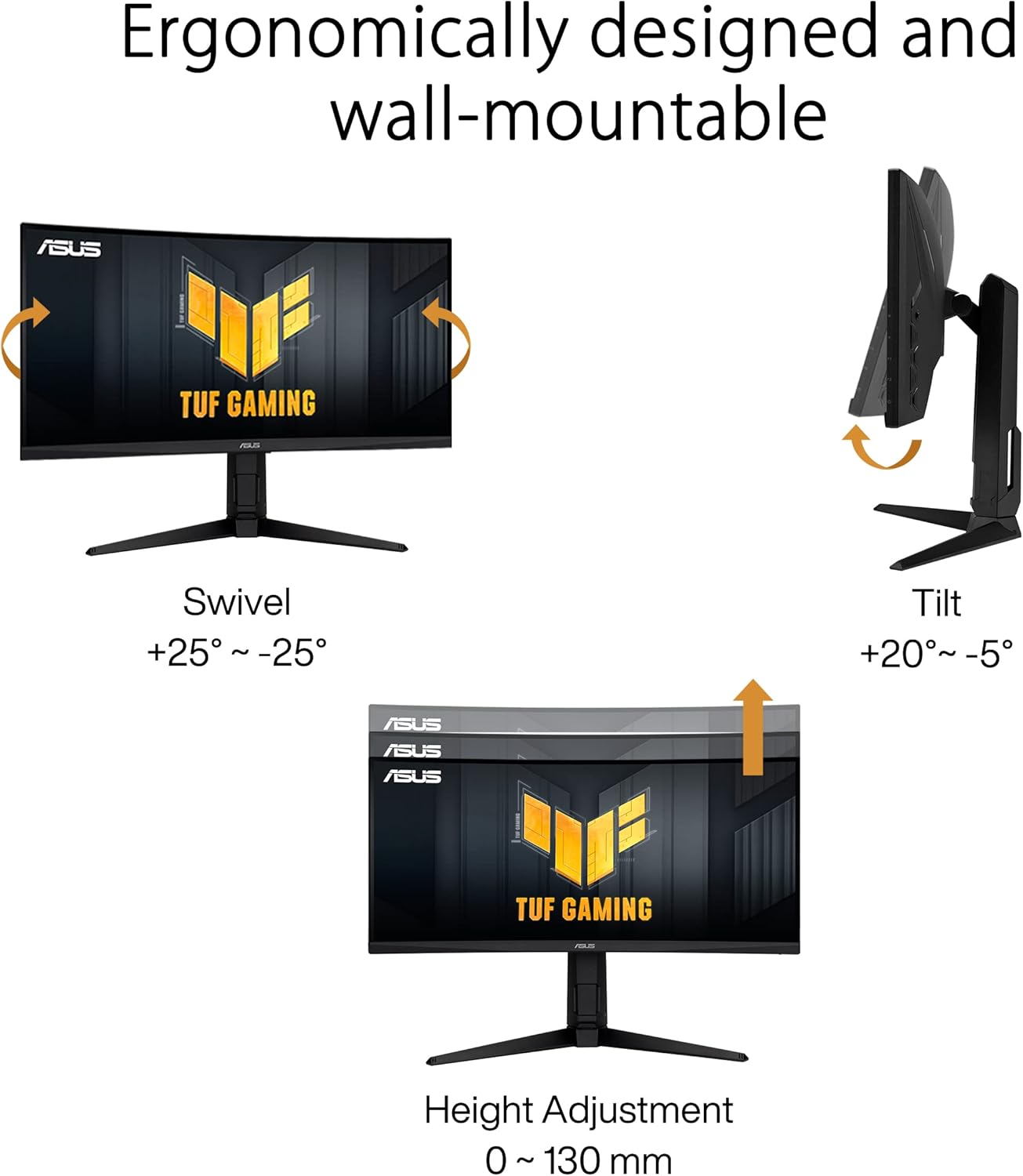 ASUS TUF Gaming 30” 21:9 1080P Ultrawide Curved HDR Monitor (VG30VQL1A) - WFHD (2560 x 1080), 200Hz (Supports 144Hz), 1ms, Extreme Low Motion Blur, FreeSync Premium, Eye Care, DisplayPort, HDMI (Certified Refurbished)