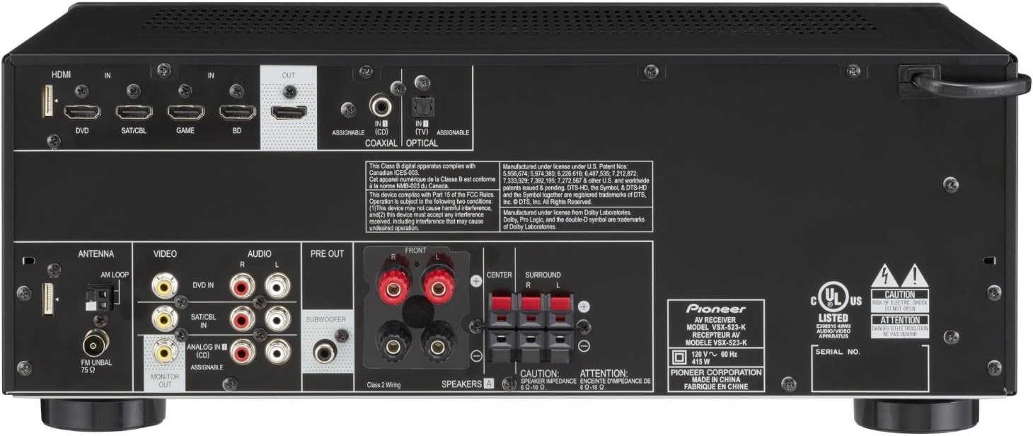 Pioneer VSX-523 5.1-Channel A/V Receiver (Certified Refurbished)