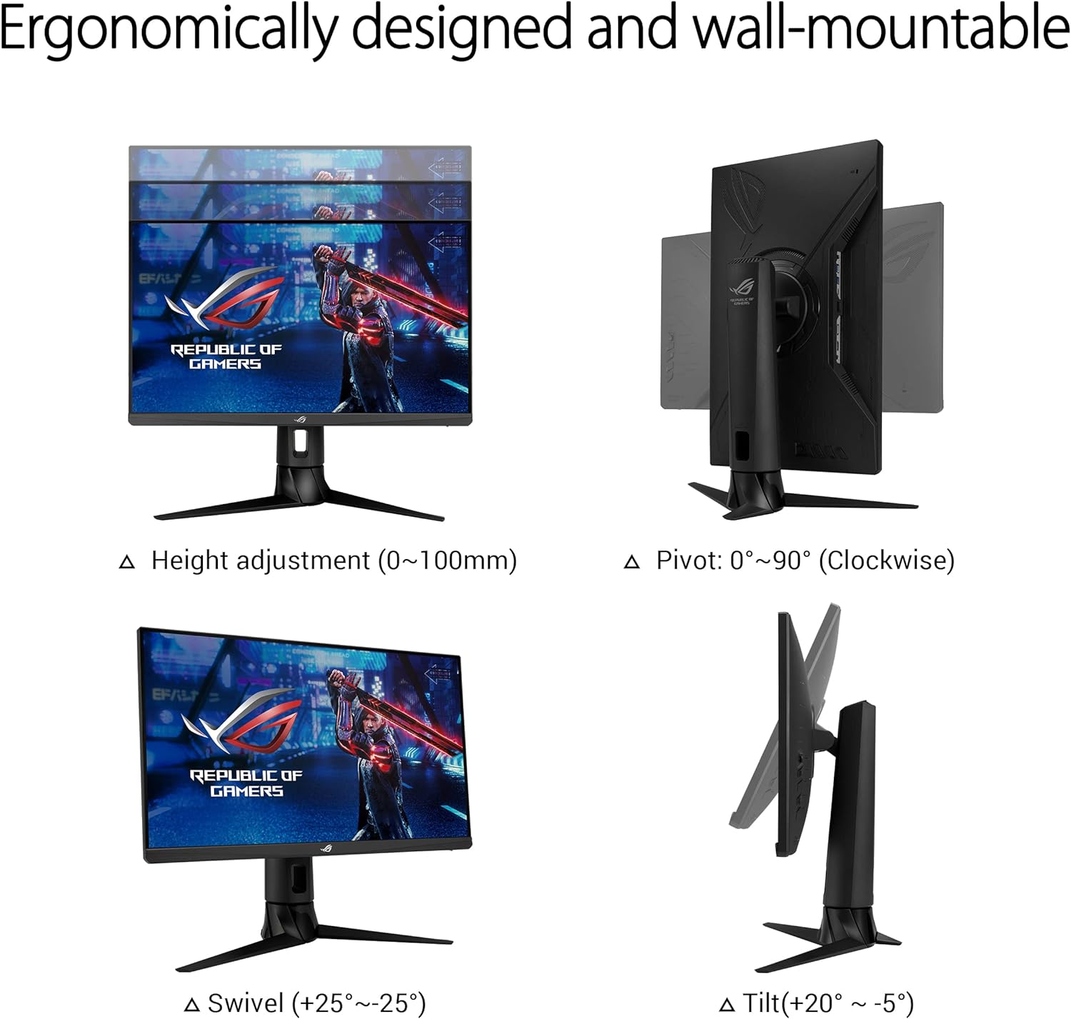 ASUS ROG Strix 23.8” 1080P HDR Gaming Monitor (XG249CM) - Full HD, IPS, 270Hz, 1ms, Extreme Low Motion Blur Sync, FreeSync Premium, 105% sRGB, Eye Care, USB-C, DisplayPort, HDMI, Height Adjustable (Certified Refurbished)