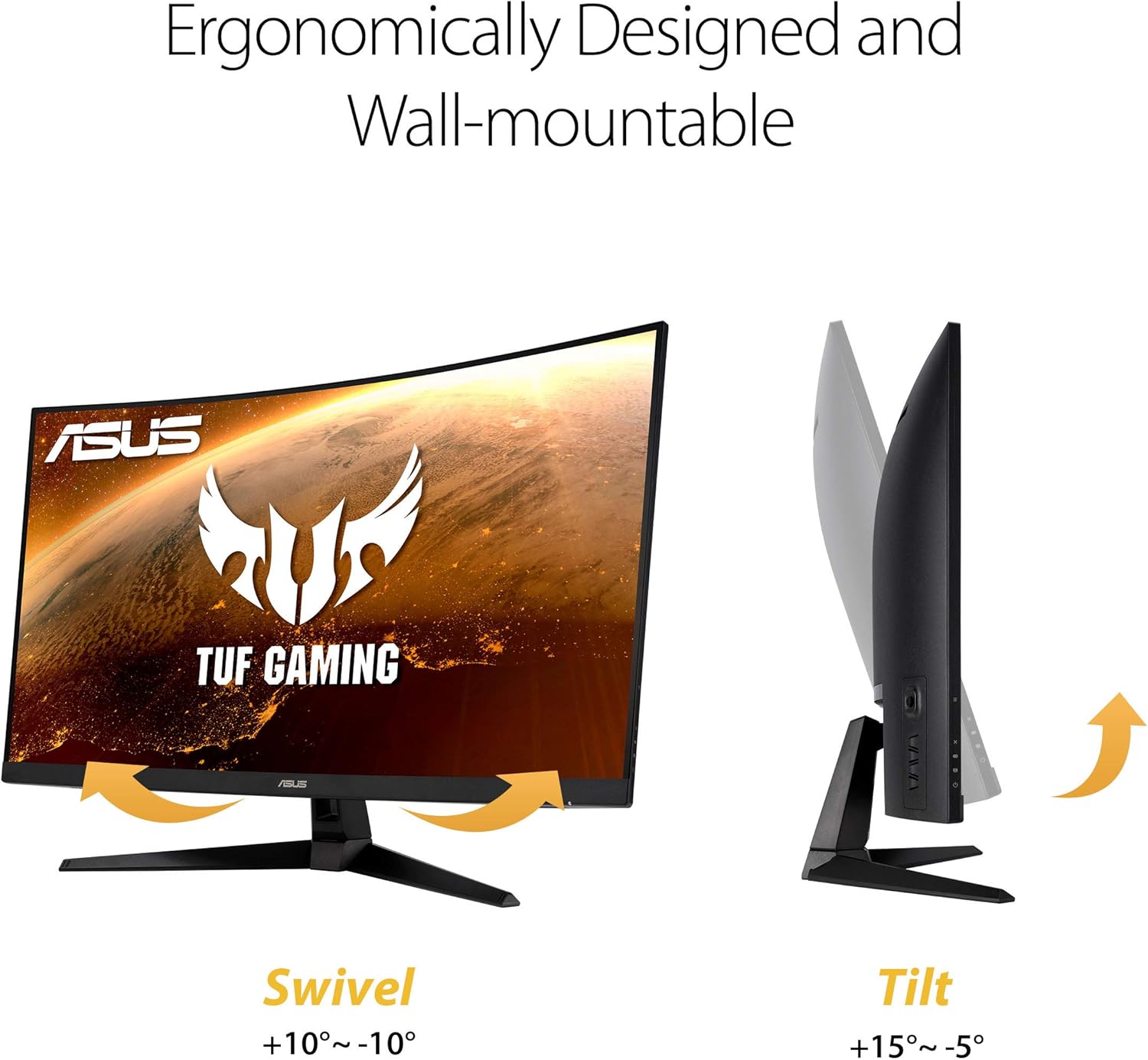 ASUS TUF Gaming VG32VQ1B 31.5" Curved Monitor, WQHD (2560 x 1440), 165Hz (Supports 144Hz), 1ms, FreeSync Premium/Adaptive-sync, Extreme Low Motion Blur, HDR10, HDMI DisplayPort (Certified Refurbished)