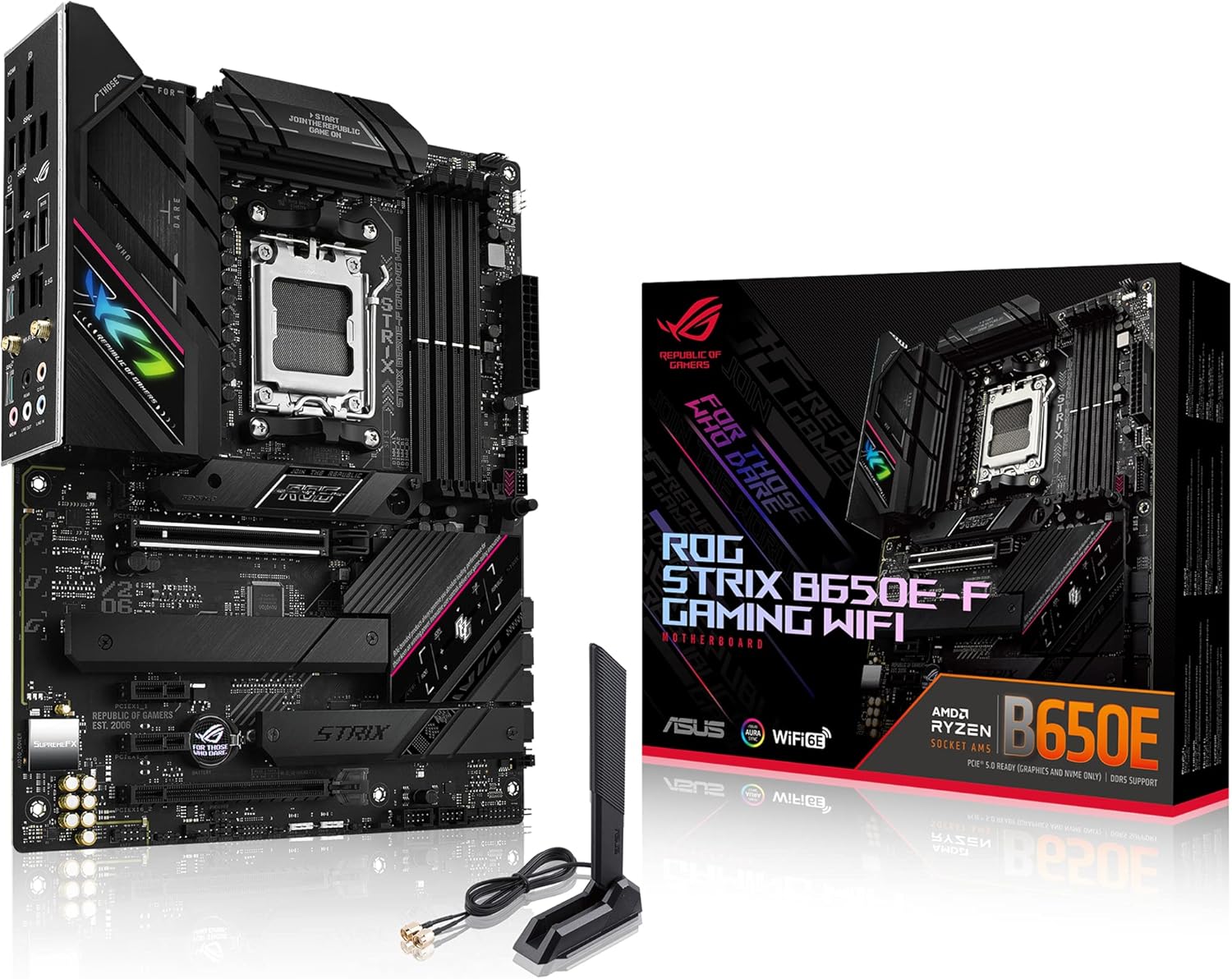 ASUS ROG Strix B650E-F Gaming WiFi AMD B650 AM5 Ryzen Desktop 9000 8000 & 7000 ATX Motherboard, 12+2 Power Stages, DDR5, 3X M.2 Slot, PCIe 5.0, WiFi 6E, 2.5G LAN, USB 3.2 Gen 2x2 Type-C, Aura Sync (Certified Refurbished)