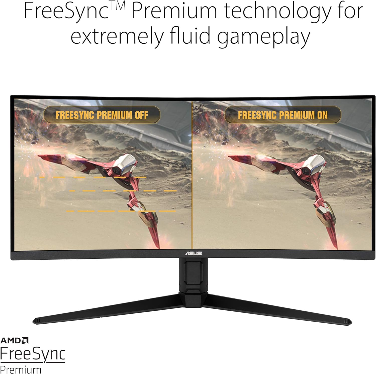 Asus TUF Gaming 34-inch VG34VQL1B Monitor, Curved, WQHD (3440x1440), 165Hz, Extreme Low Motion Blur, FreeSync Premium, Eye Care, DisplayPort HDMI USB, Height Adjustable (Certified Refurbished)