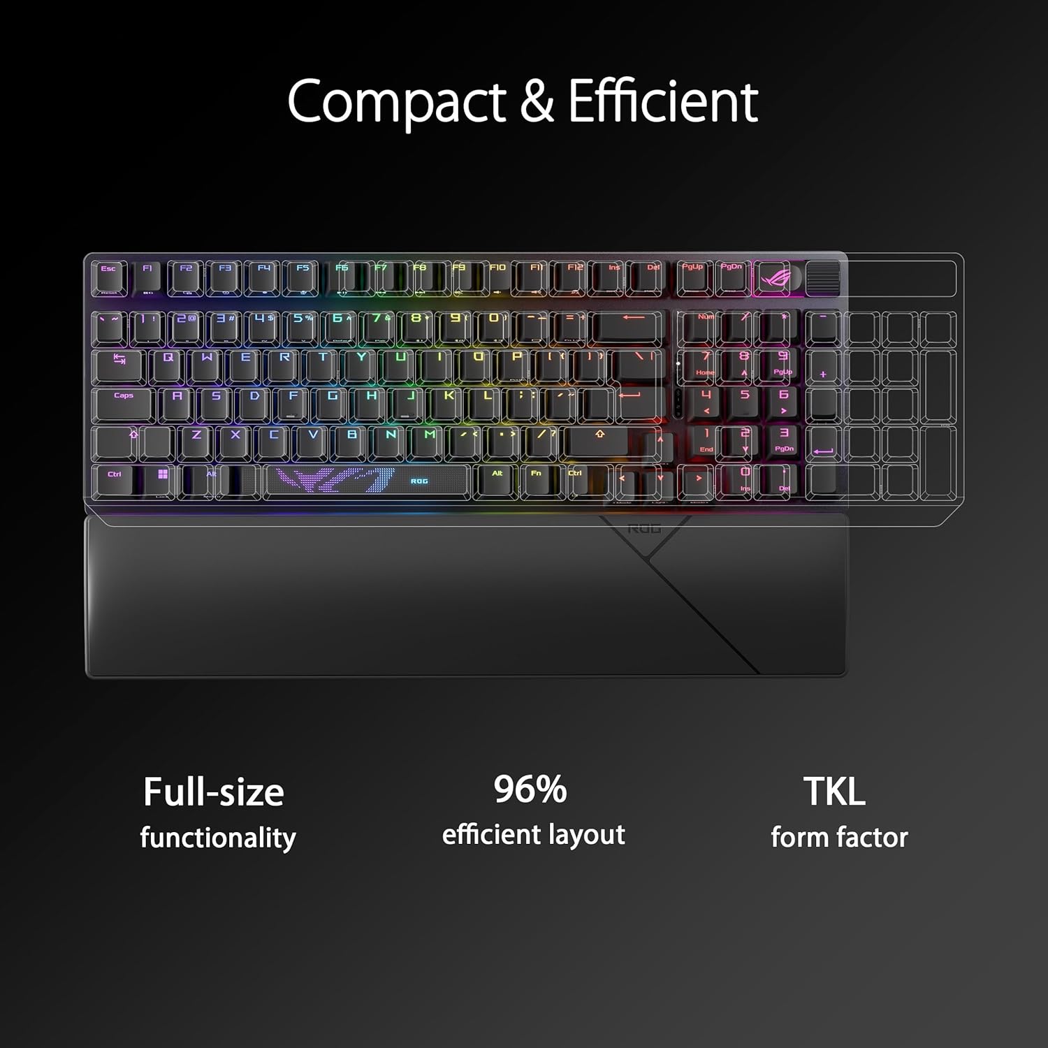 ASUS ROG Strix Scope II 96 Wireless Gaming Keyboard, Tri-Mode Connection, Dampening Foam & Switch-Dampening Pads, Hot-Swappable Pre-lubed ROG NX Snow Switches, PBT Keycaps, RGB-Black (Certified Refurbished)