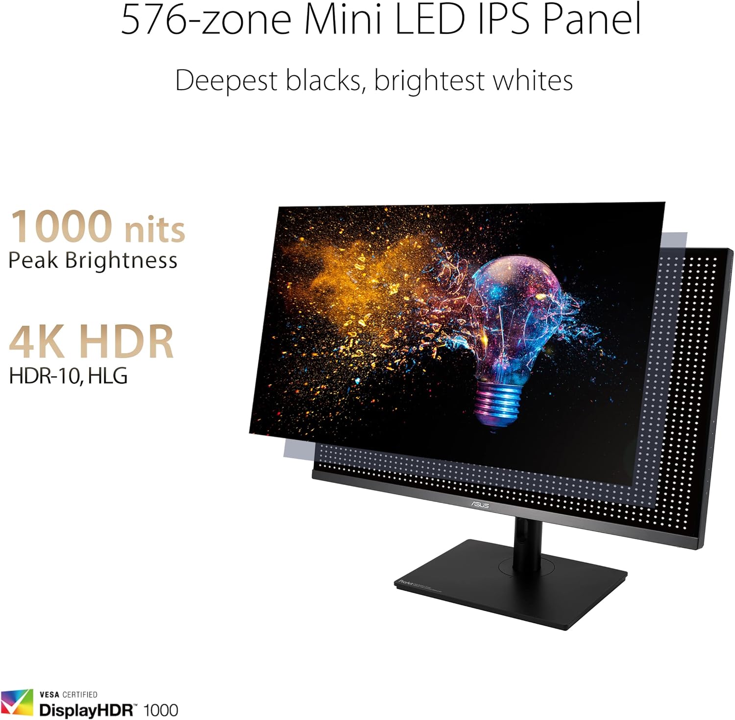 ASUS ProArt Display 32” 4K HDR Mini LED Monitor (PA32UCR-K) - IPS, UHD (3840 x 2160), 1000nits, ΔE < 1, 98% DCI-P3, 99.5% Adobe RGB, Calman Ready, USB-C, DisplayPort, HDMI, X-rite i1 Calibrator (Certified Refurbished)