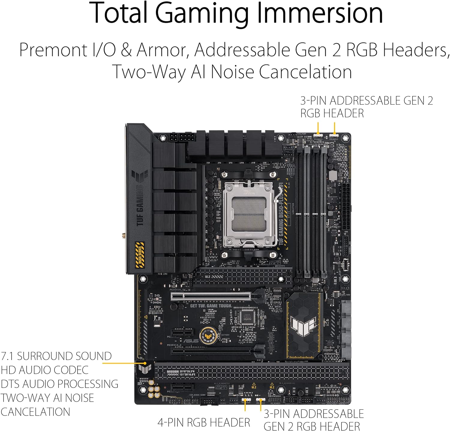 ASUS TUF Gaming B650-PLUS WiFi AMD B650 AM5 Ryzen Desktop 9000 8000 and 7000 ATX Motherboard, 14 Power Stages, PCIe 5.0 M.2, DDR5 Memory, WiFi 6 and 2.5 Gb Ethernet, USB4 Support Aura Sync  (Certified Refurbished)