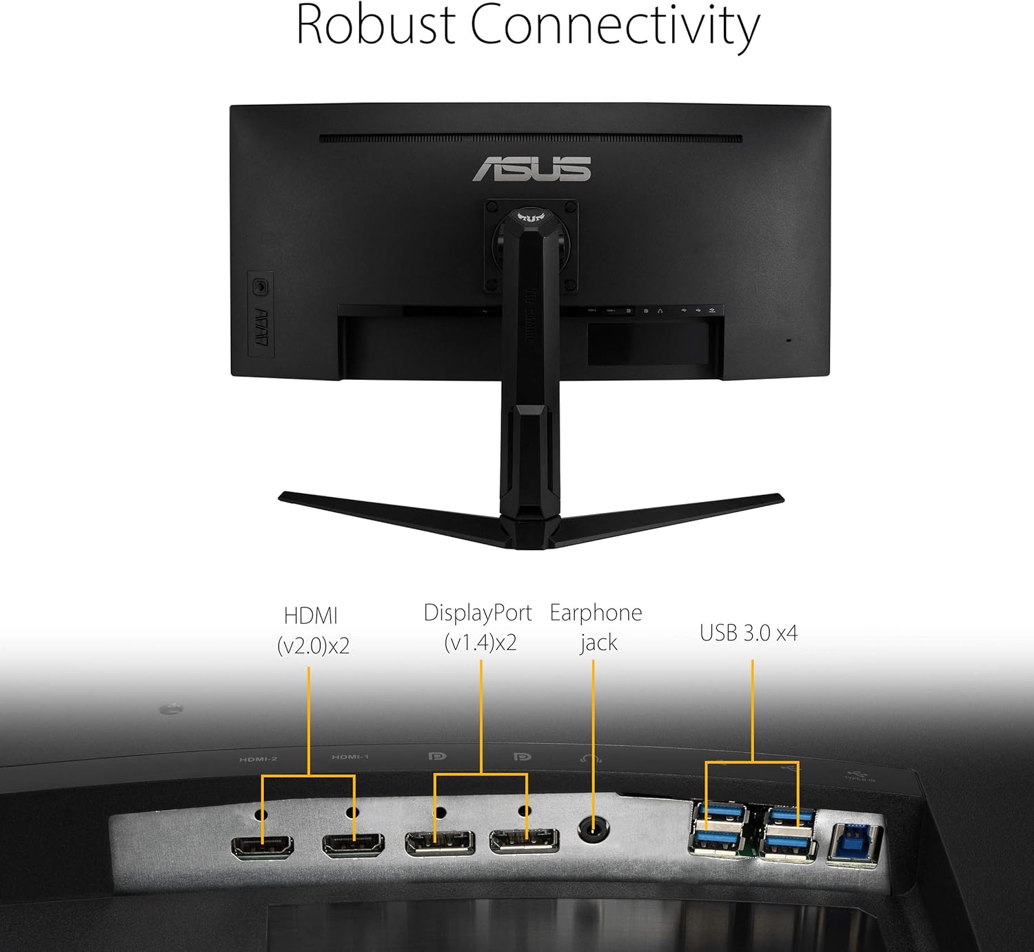 Asus TUF Gaming 34-inch VG34VQL1B Monitor, Curved, WQHD (3440x1440), 165Hz, Extreme Low Motion Blur, FreeSync Premium, Eye Care, DisplayPort HDMI USB, Height Adjustable (Certified Refurbished)