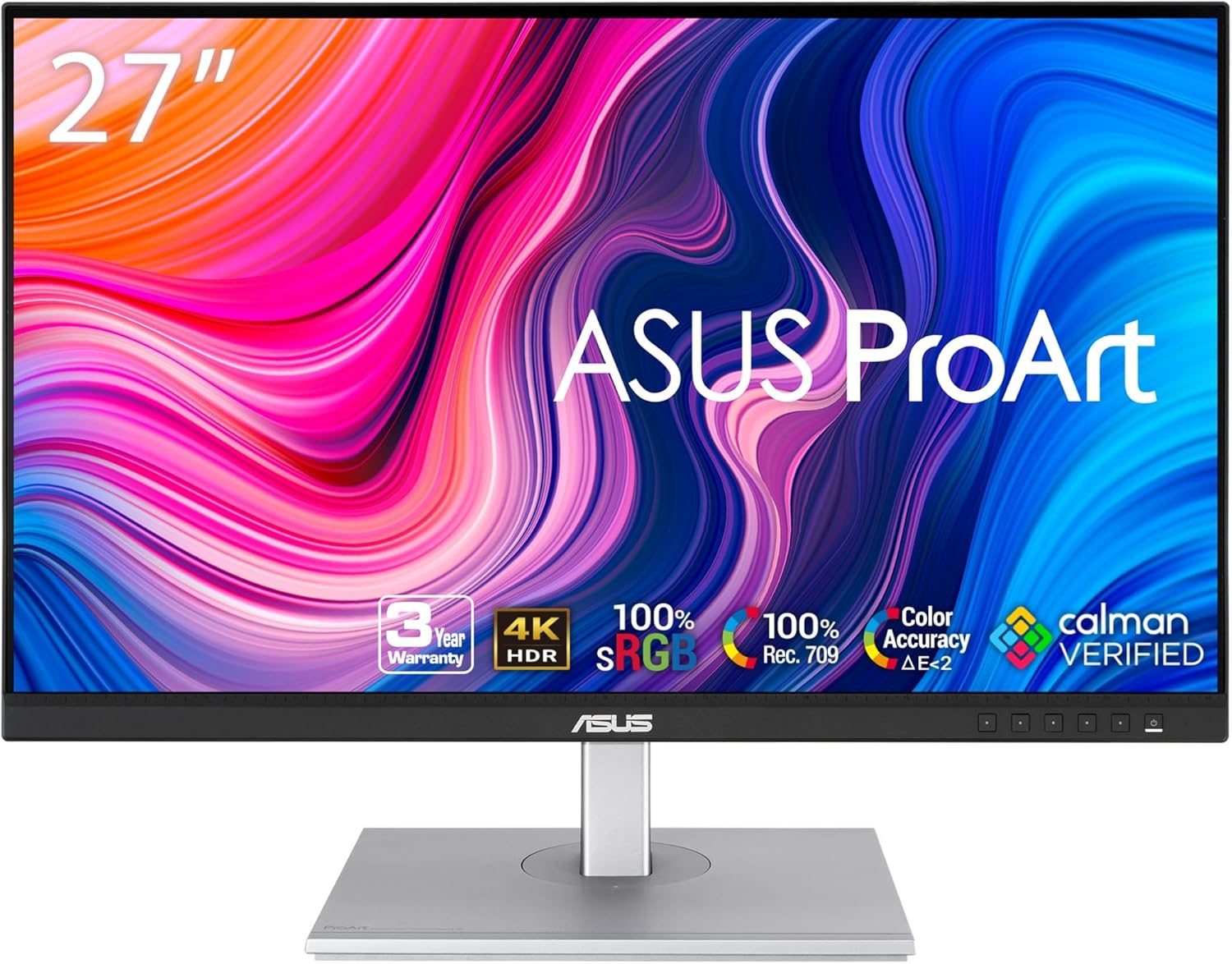 ASUS ProArt Display PA279CV 27” 4K HDR UHD (3840 x 2160) Monitor, IPS, 100% sRGB/Rec. 709, ΔE < 2, USB-C DisplayPort HDMI USB hub, Calman Verified, Eye Care, Tilt Pivot Swivel Height Adjustable (Certified Refurbished)