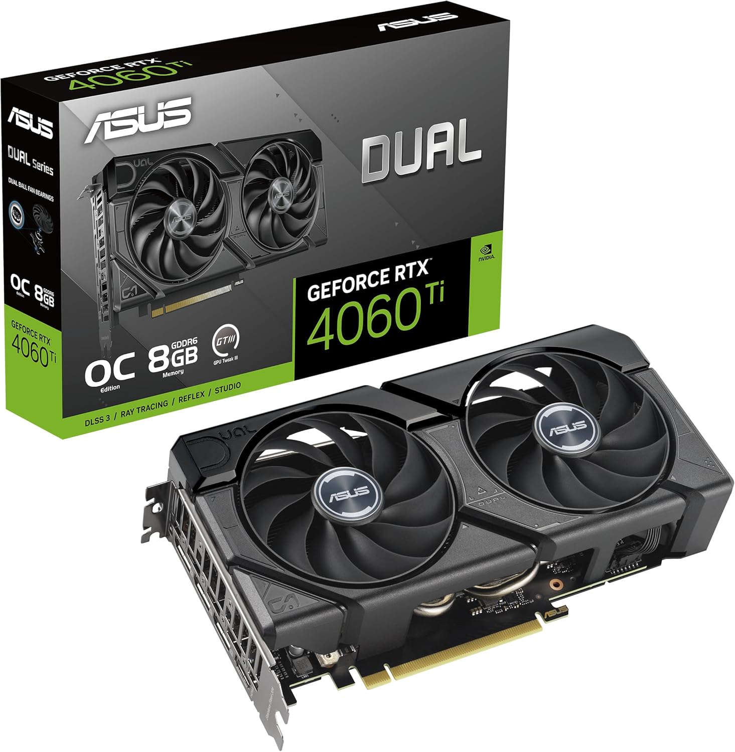 ASUS Dual GeForce RTX 4060 EVO Series Graphics Cards (8GB, GDDR6, PCIe 4.0, 8GB GDDR6, DLSS 3, HDMI 2.1a, DisplayPort 1.4a, Axial-tech Fan Design, 0dB Technology, Dual BIOS) (Certified Refurbished)