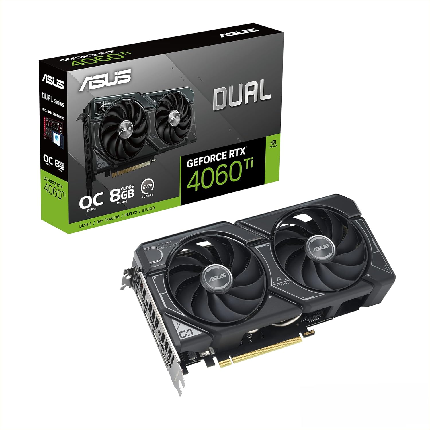 ASUS Dual GeForce RTX 4060 Ti OC Edition 8GB GDDR6 (PCIe 4.0, 8GB GDDR6, DLSS 3, HDMI 2.1, DisplayPort 1.4a, Axial-tech Fan Design, 0dB Technology, and More) (Certified Refurbished)