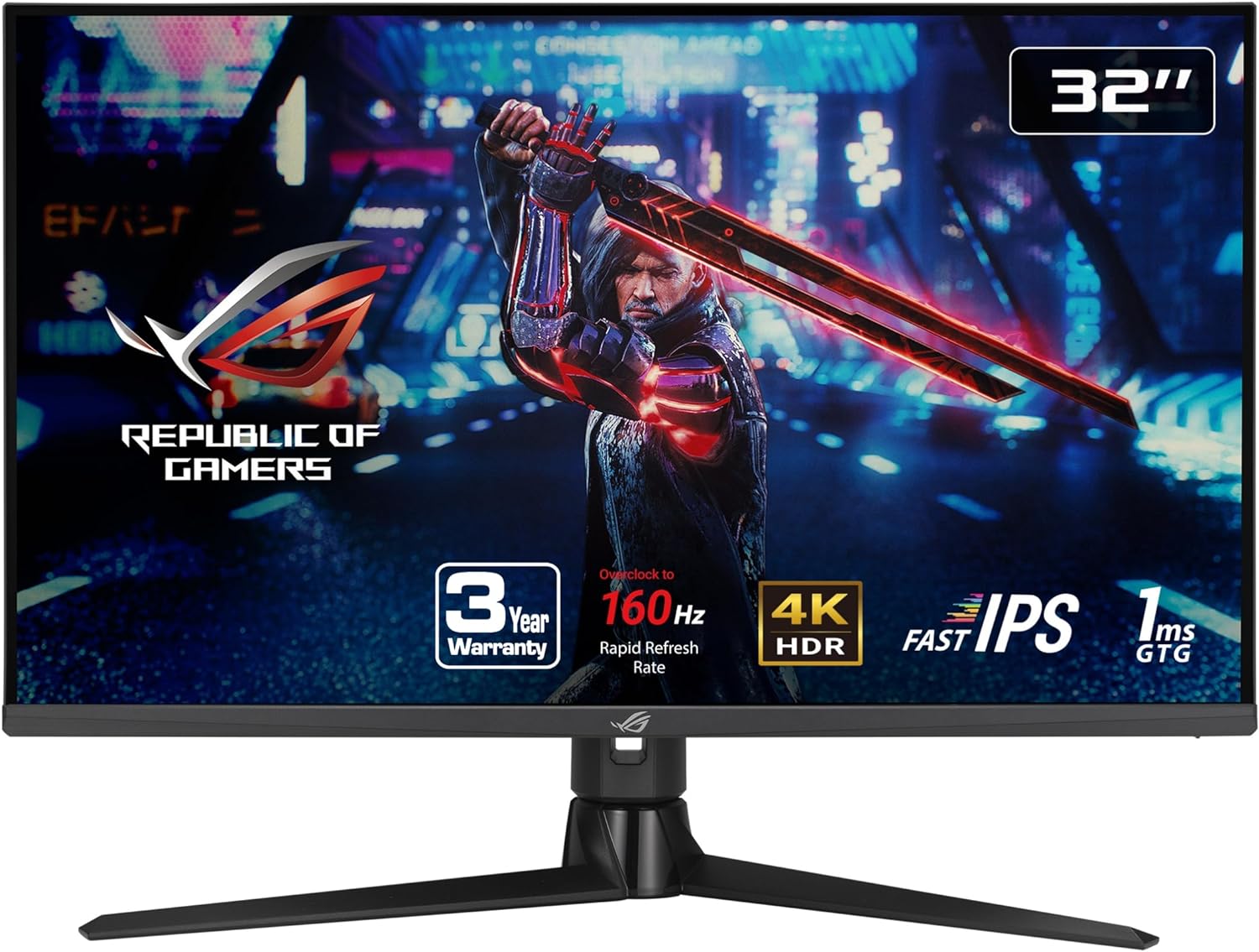 ASUS ROG Strix 32” HDMI 2.1 DSC Gaming Monitor (XG32UQ) - 4K UHD (3840 x 2160), Fast IPS, 160Hz, 1ms, G-SYNC compatible, FreeSync Premium Pro, DisplayPort, USB, HDMI, DisplayHDR600, Variable Overdrive (Certified Refurbished)