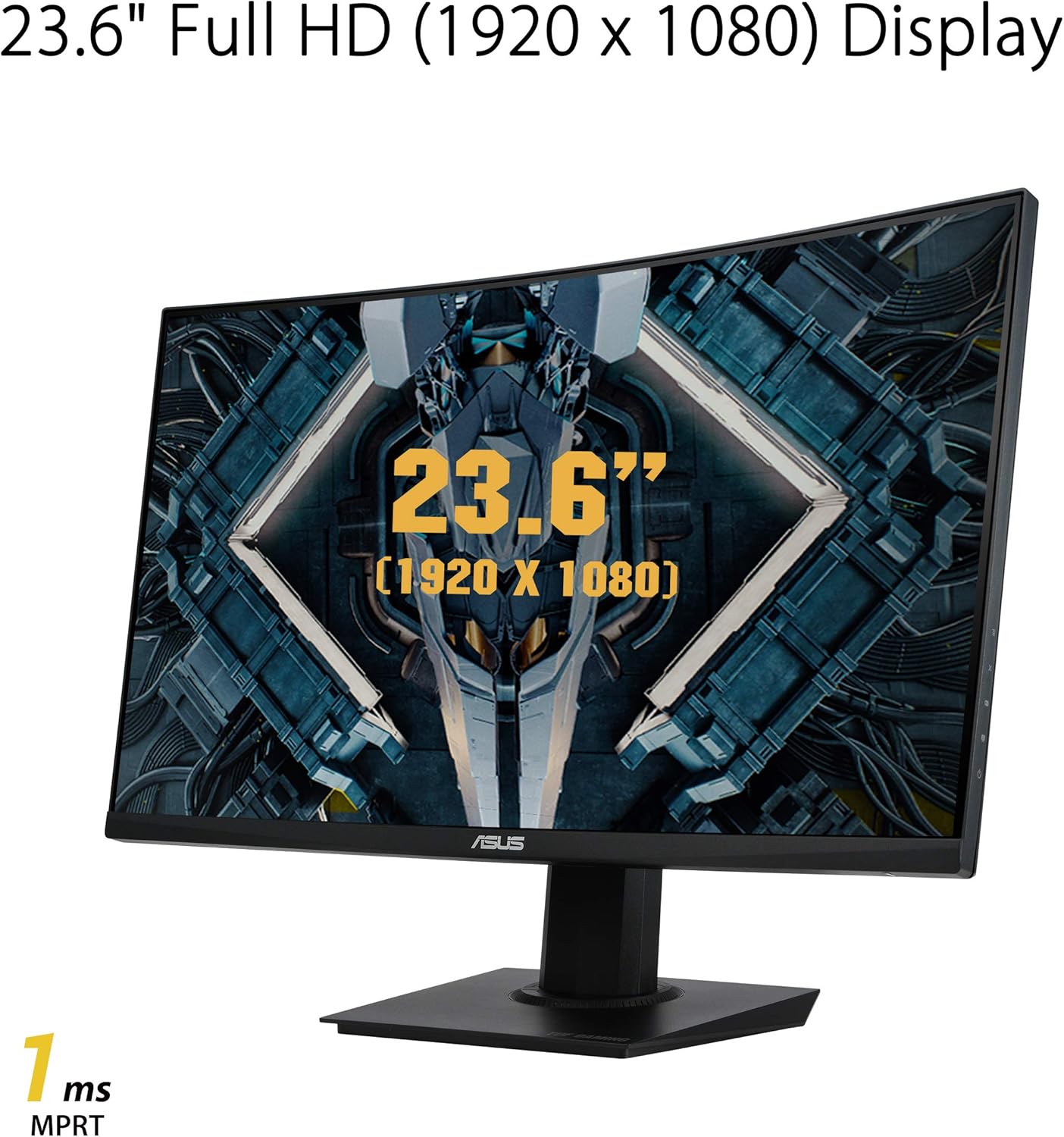 ASUS TUF Gaming VG24VQE 23.6” Curved Monitor, 1080P Full HD, 165Hz (Supports 144Hz), 1ms, Extreme Low Motion Blur, FreeSync Premium, Shadow Boost, Eye Care, DisplayPort HDMI (Certified Refurbished)