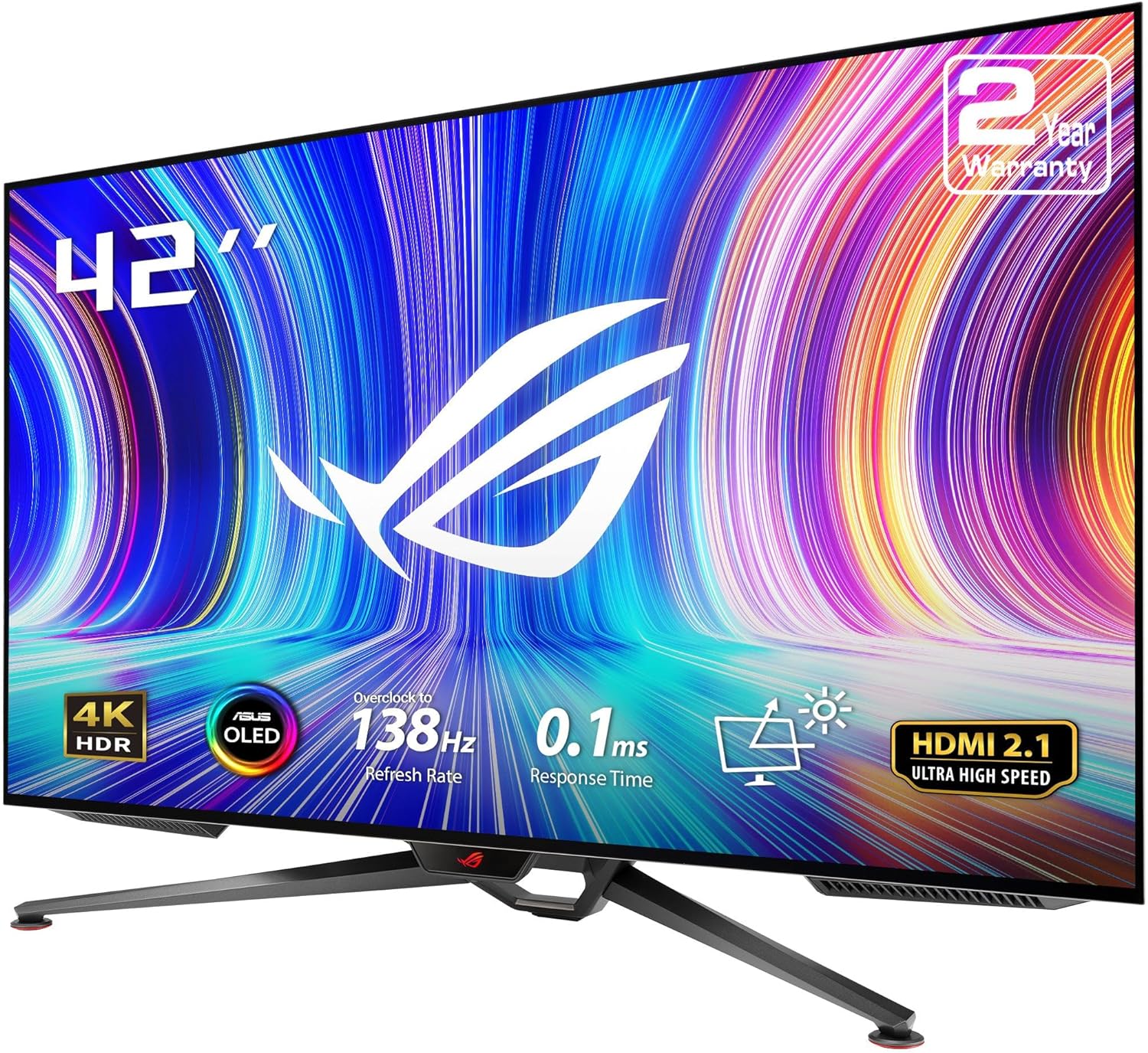 Asus ROG Swift PG42UQ 41.5 inch Gaming Monitor 3840 x 2160 138Hz 0.1ms True 10 bit DCI-P3 98% OLED, HDMI2.1, DisplayPort, USB (Certified Refurbished)