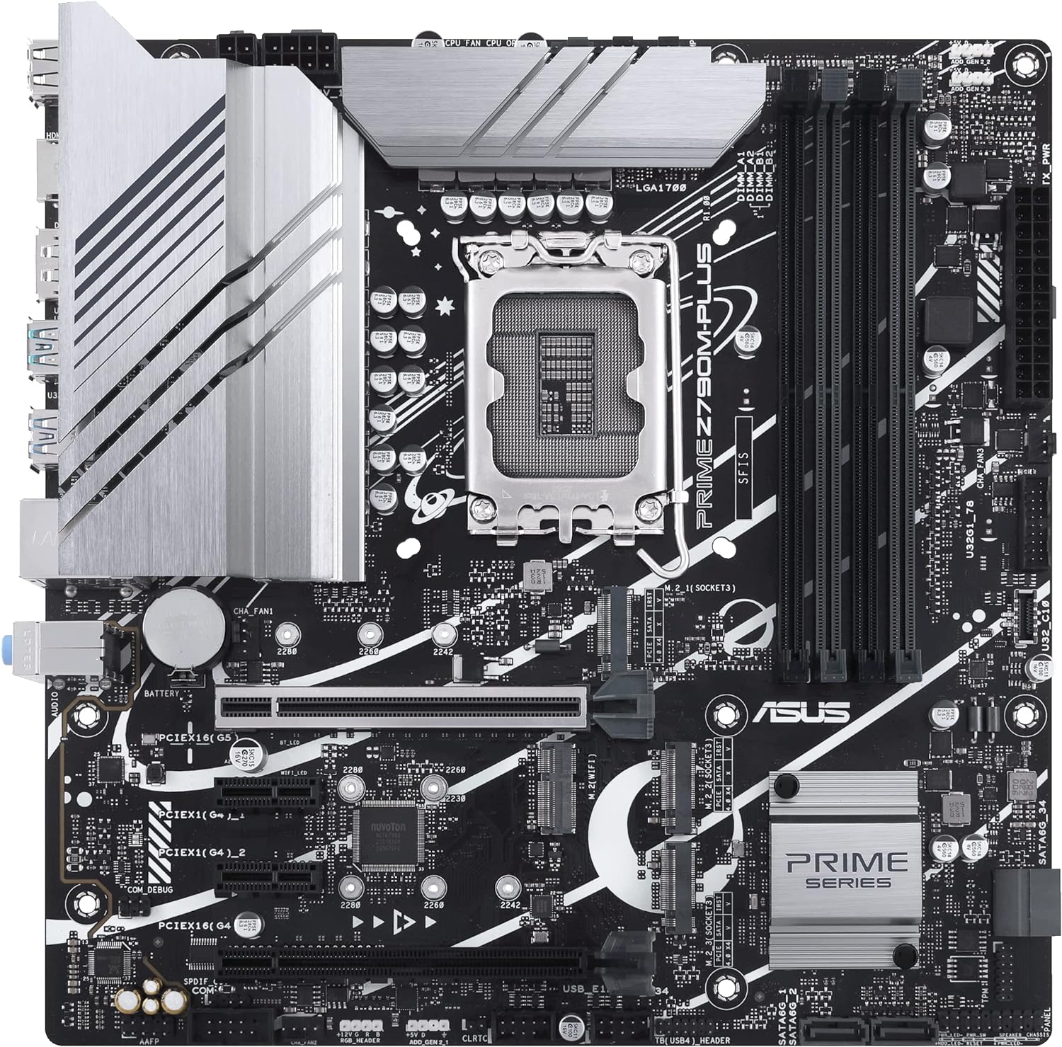 ASUS Prime Z790M-Plus LGA 1700(Intel 12th&13th Gen) microATX motherboard (PCIe 5.0, 3xM.2 slots,10+1 DrMOS,DDR5,1 Gb LAN, DP,USB 3.2 Gen2x2 Type-C,front USB3.2 Gen 1 Type-C, Thunderbolt(USB4) (Certified Refurbisehd)