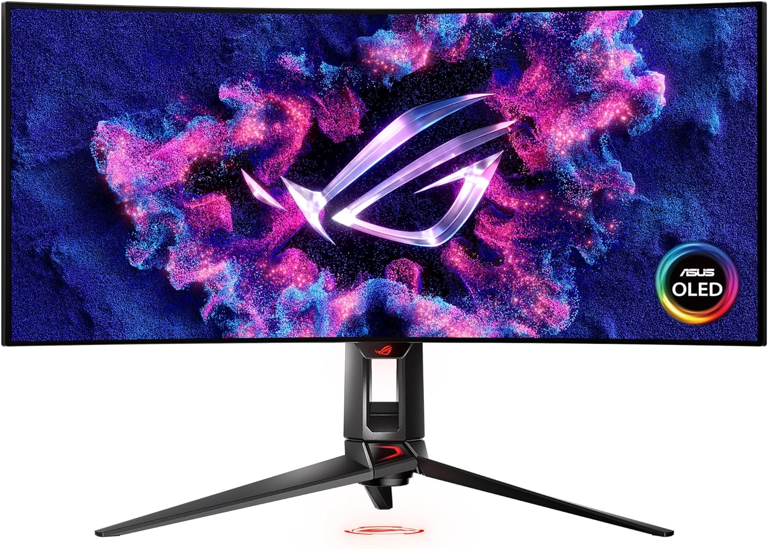 ASUS ROG Swift 34” OLED Ultrawide 800R Curved Gaming Monitor (PG34WCDM) – 21:9 (3440 x 1440), 240Hz, 0.03ms, G-SYNC Compatible, Custom Heatsink, Uniform Brightness, Smart KVM, USB-C 90W PD, 1300nits (Certified Refurbished)