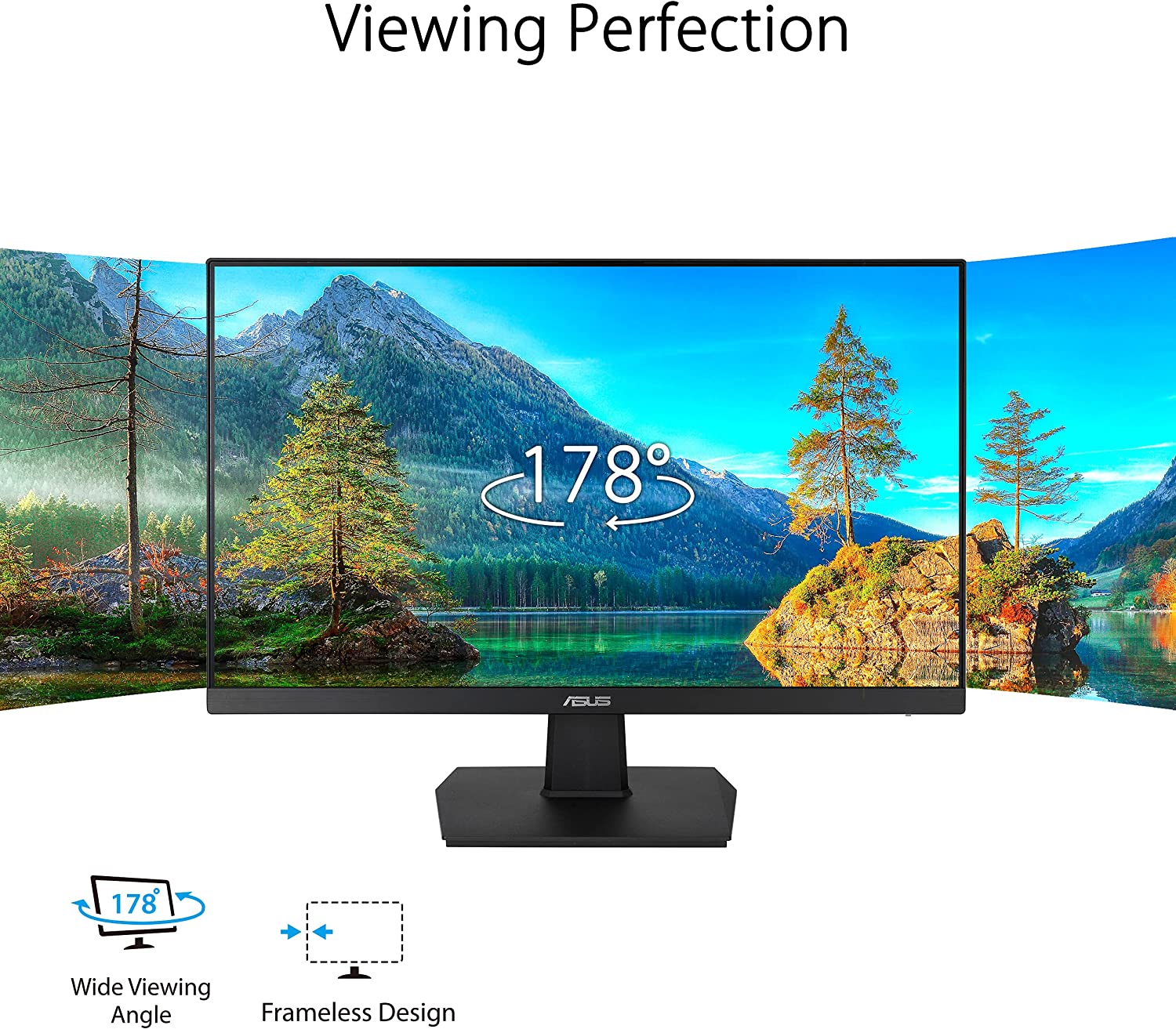 ASUS VA247HE Eye Care Monitor – 24 inch (23.8 inch viewable), Full HD, Frameless, 75Hz, Adaptive-Sync/FreeSync™, Low Blue Light, Flicker Free, Wall Mountable (Certified Refurbished)