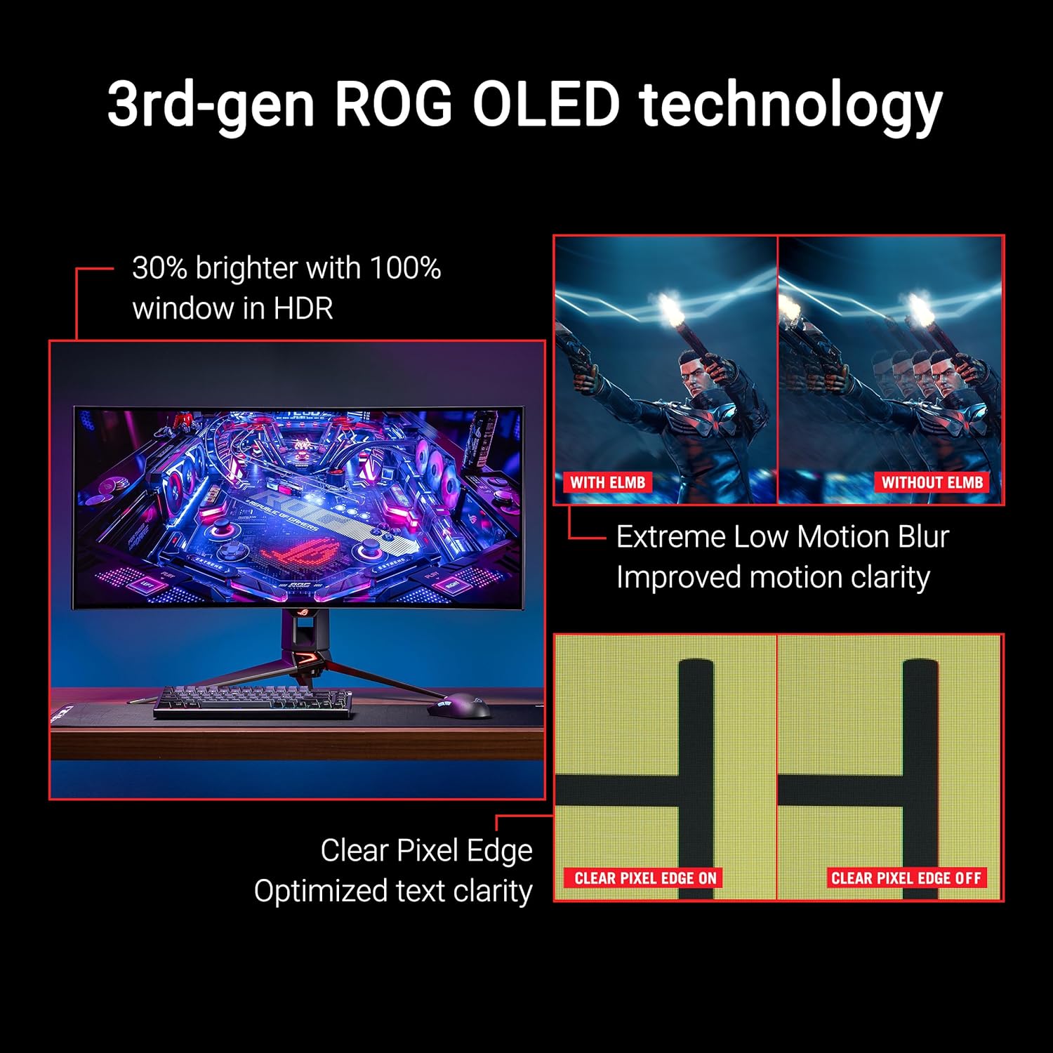 ASUS ROG Swift 34” OLED Ultrawide 800R Curved Gaming Monitor (PG34WCDM) – 21:9 (3440 x 1440), 240Hz, 0.03ms, G-SYNC Compatible, Custom Heatsink, Uniform Brightness, Smart KVM, USB-C 90W PD, 1300nits (Certified Refurbished)