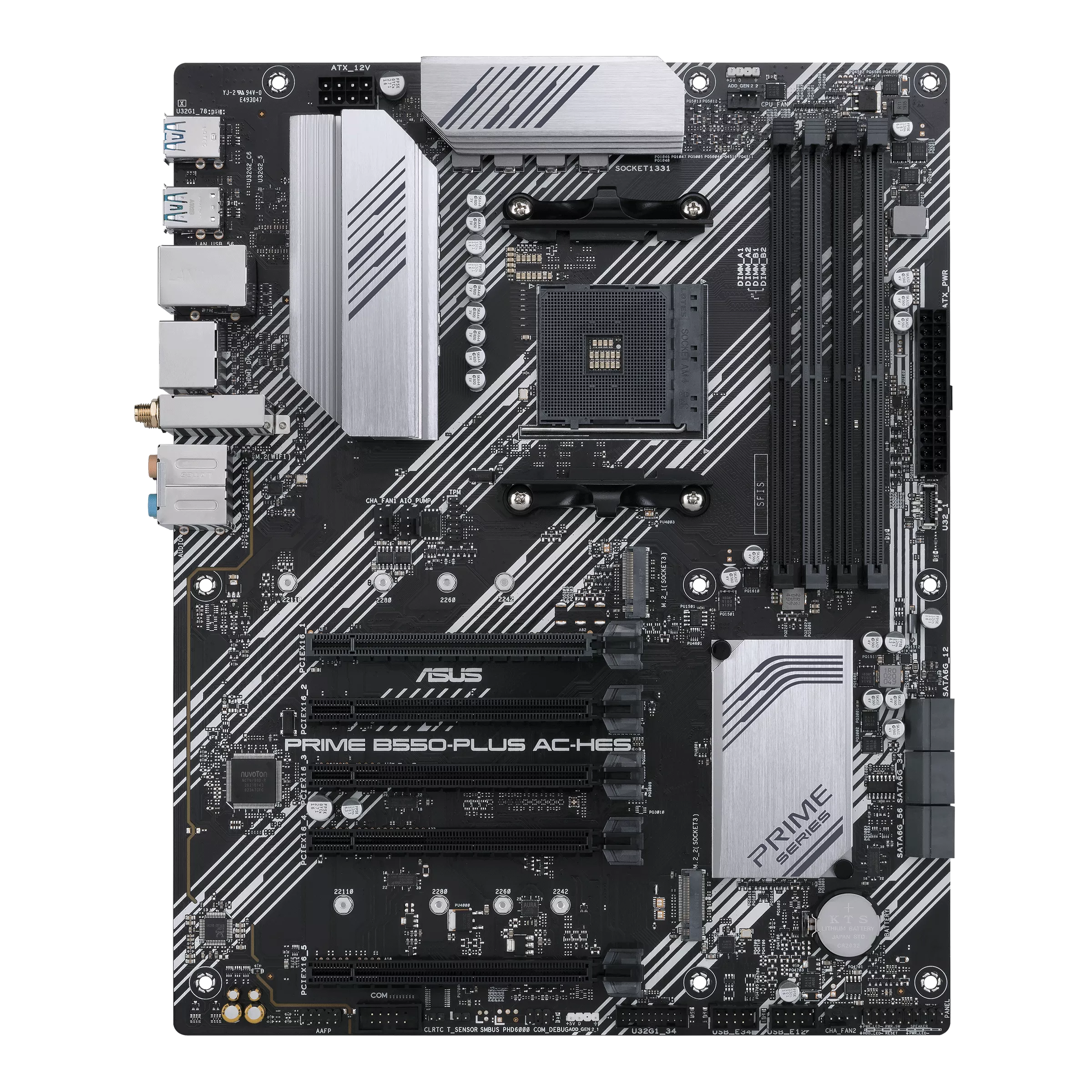 ASUS Prime B550-PLUS AC-HES AMD AM4 (3rd Gen Ryzen) ATX motherboard (dual M.2, PCIe 4.0, WIFI 5, 1 Gb Ethernet, DisplayPort/HDMI, SATA 6 Gbps, USB 3.2 Gen 2 Type-C, front USB 3.2 G (Certified Refurbished)