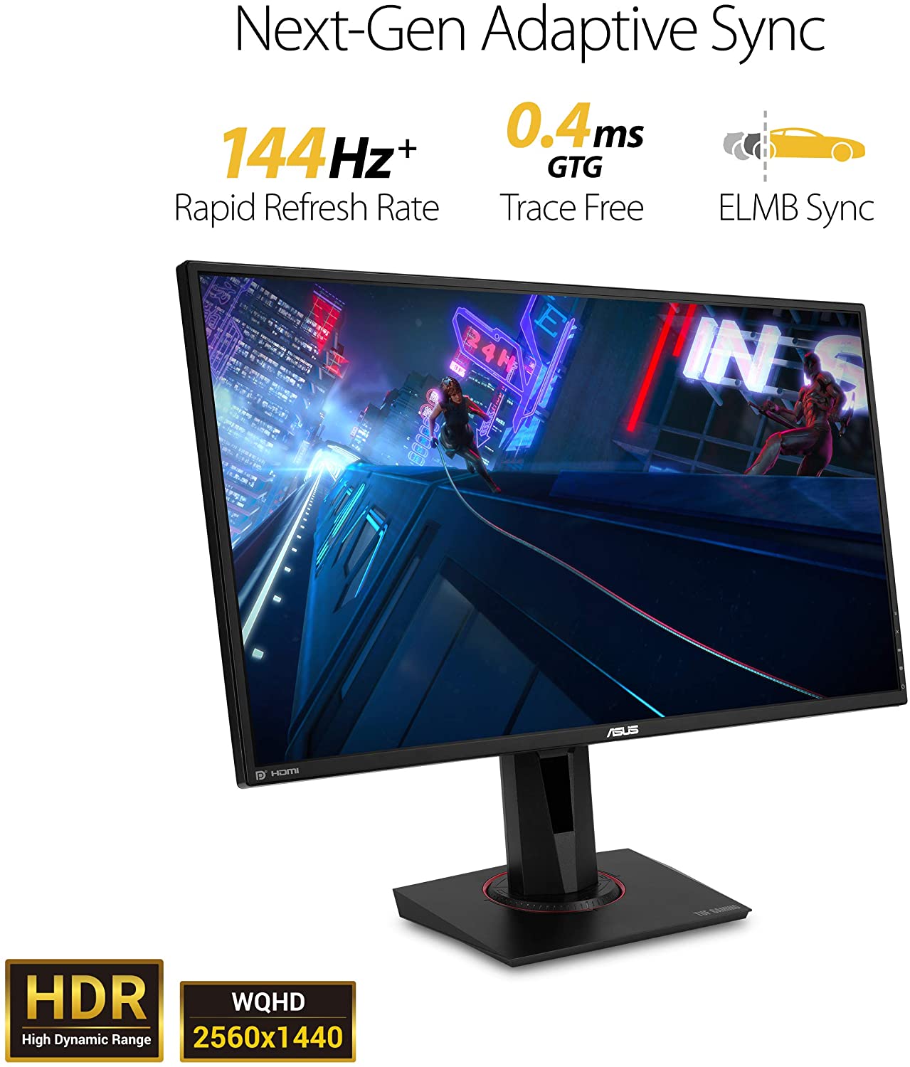 Asus TUF Gaming VG27BQ HDR Gaming Monitor – 27 inch WQHD (2560x1440), Adaptive-Sync (Certified Refurbished)